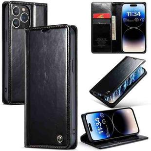 For iPhone 15 Pro Max CaseMe 003 Crazy Horse Texture Leather Phone Case(Black)