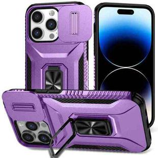 For iPhone 13 Pro Max Sliding Camshield Holder Phone Case(Purple)