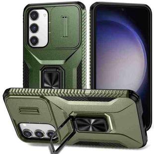 For Samsung Galaxy S23+ 5G Sliding Camshield Holder Phone Case(Alpine Green)