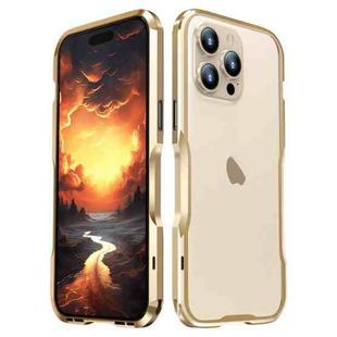 For iPhone 15 Pro Max Sharp Edge Magnetic Shockproof Metal Frame Phone Case(Gold)