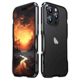 For iPhone 15 Pro Sharp Edge Magnetic Shockproof Metal Frame Phone Case(Black)