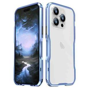 For iPhone 15 Pro Sharp Edge Magnetic Shockproof Metal Frame Phone Case(Blue)