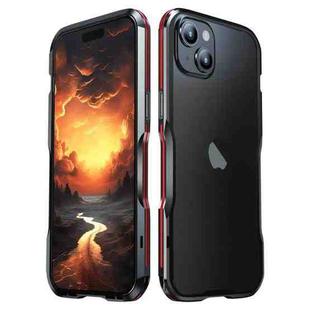 For iPhone 15 Plus Sharp Edge Magnetic Shockproof Metal Frame Phone Case(Black Red)