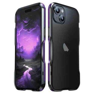 For iPhone 15 Plus Sharp Edge Magnetic Shockproof Metal Frame Phone Case(Black Purple)