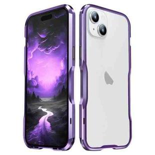 For iPhone 15 Plus Sharp Edge Magnetic Shockproof Metal Frame Phone Case(Purple)