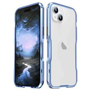 For iPhone 15 Sharp Edge Magnetic Shockproof Metal Frame Phone Case(Blue)