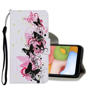For Samsung Galaxy A01 Colored Drawing Pattern Horizontal Flip Leather Case with Holder & Card Slots & Wallet(Butterfly)