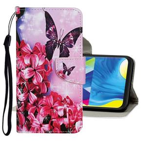 For Samsung Galaxy A21s Colored Drawing Pattern Horizontal Flip Leather Case with Holder & Card Slots & Wallet(Purple Butterfly)