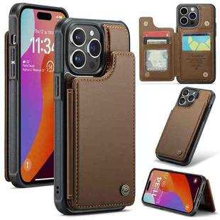 For iPhone 15 Pro Max CaseMe C22 Card Slots Holder RFID Anti-theft Phone Case(Brown)