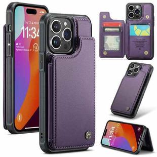 For iPhone 15 Pro CaseMe C22 Card Slots Holder RFID Anti-theft Phone Case(Purple)