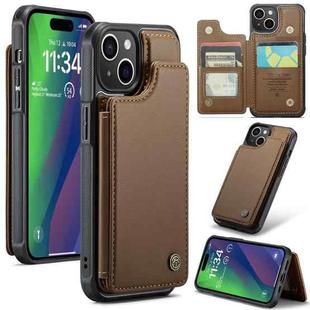 For iPhone 15 CaseMe C22 Card Slots Holder RFID Anti-theft Phone Case(Brown)