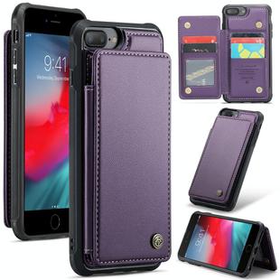 For iPhone 8 Plus / 7 Plus CaseMe C22 Card Slots Holder RFID Anti-theft Phone Case(Purple)