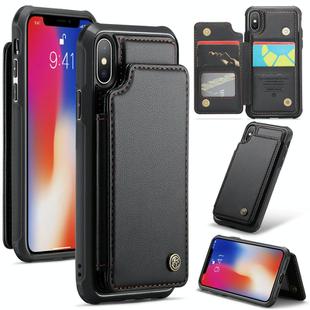 For iPhone XS / X CaseMe C22 Card Slots Holder RFID Anti-theft Phone Case(Black)