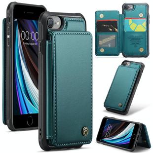 For iPhone SE 2022 / SE 2020 CaseMe C22 Card Slots Holder RFID Anti-theft Phone Case(Blue Green)