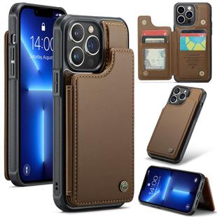 For iPhone 13 Pro Max CaseMe C22 Card Slots Holder RFID Anti-theft Phone Case(Brown)