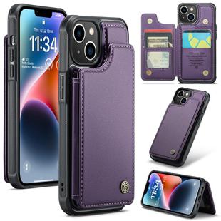 For iPhone 14 CaseMe C22 Card Slots Holder RFID Anti-theft Phone Case(Purple)