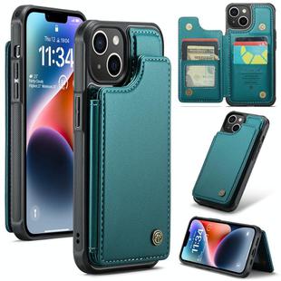 For iPhone 14 Plus CaseMe C22 Card Slots Holder RFID Anti-theft Phone Case(Blue Green)