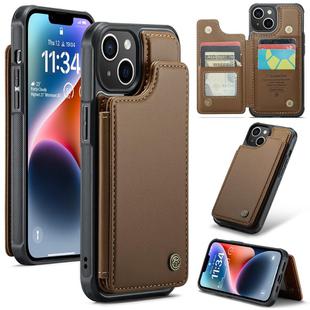 For iPhone 14 Plus CaseMe C22 Card Slots Holder RFID Anti-theft Phone Case(Brown)
