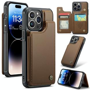 For iPhone 14 Pro CaseMe C22 Card Slots Holder RFID Anti-theft Phone Case(Brown)