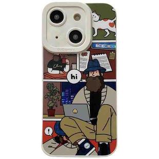 For iPhone 14 Liquid Angel Eyes Bearded TPU Phone Case(Beige)