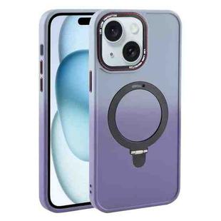 For iPhone 15 Plus Gradient MagSafe Holder Liquid TPU Hybrid PC Phone Case(Blue Purple)