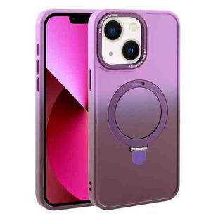 For iPhone 13 Gradient MagSafe Holder Liquid TPU Hybrid PC Phone Case(Purple Wine Red)