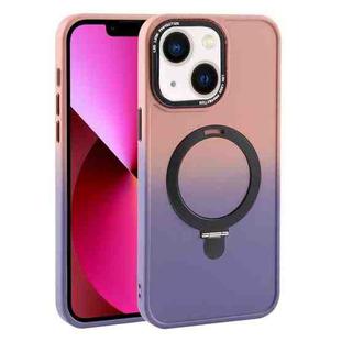 For iPhone 13 Gradient MagSafe Holder Liquid TPU Hybrid PC Phone Case(Pink Purple)