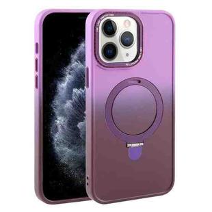 For iPhone 11 Pro Max Gradient MagSafe Holder Liquid TPU Hybrid PC Phone Case(Purple Wine Red)