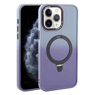 For iPhone 11 Pro Max Gradient MagSafe Holder Liquid TPU Hybrid PC Phone Case(Blue Purple)
