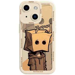 For iPhone 15 Liquid Angel Eyes Paper Bag Man TPU Phone Case(Beige)