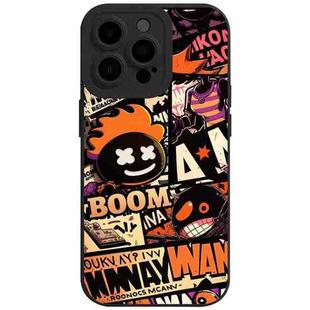 For iPhone 15 Pro Max Liquid Angel Eyes Comics TPU Phone Case(Black Bottom BOOM)