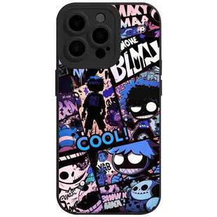 For iPhone 15 Pro Max Liquid Angel Eyes Comics TPU Phone Case(Black Bottom COOL)