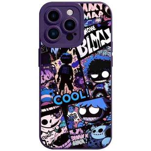 For iPhone 15 Pro Liquid Angel Eyes Comics TPU Phone Case(Purple Bottom COOL)