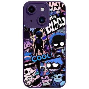 For iPhone 14 Liquid Angel Eyes Comics TPU Phone Case(Purple Bottom COOL)