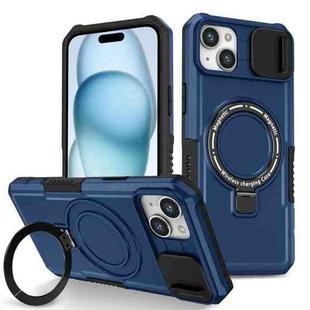 For iPhone 15 Plus Sliding Camshield Magsafe Holder TPU Hybrid PC Phone Case(Royal Blue)