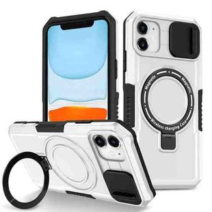 For iPhone 12 Sliding Camshield Magsafe Holder TPU Hybrid PC Phone Case(Black White)