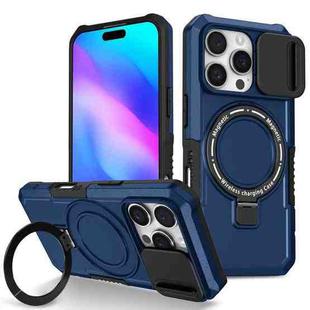 For iPhone 16 Pro Max Sliding Camshield MagSafe Holder TPU Hybrid PC Phone Case(Royal Blue)