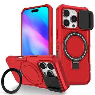 For iPhone 16 Pro Max Sliding Camshield MagSafe Holder TPU Hybrid PC Phone Case(Red)