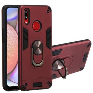 For Samsung Galaxy A10s 2 in 1 Armour Series PC + TPU Protective Case with Ring Holder(Wine Red)