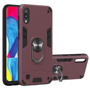 For Samsung Galaxy M10 / A10 2 in 1 Armour Series PC + TPU Protective Case with Ring Holder(Wine Red)