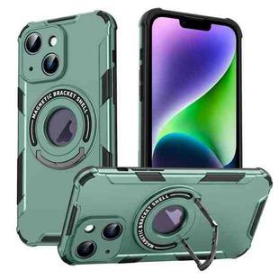 For iPhone 14 MagSafe Magnetic Holder Phone Case(Green)