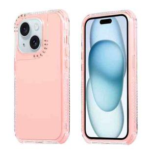 For iPhone 15 Dreamland 3 in 1 Solid Color Transparent Frame PC + TPU Phone Case(Pink)