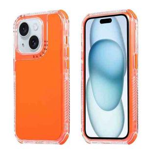 For iPhone 15 Dreamland 3 in 1 Solid Color Transparent Frame PC + TPU Phone Case(Orange)