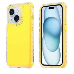 For iPhone 15 Plus Dreamland 3 in 1 Solid Color Transparent Frame PC + TPU Phone Case(Yellow)
