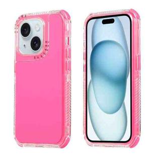 For iPhone 15 Plus Dreamland 3 in 1 Solid Color Transparent Frame PC + TPU Phone Case(Rose Red)