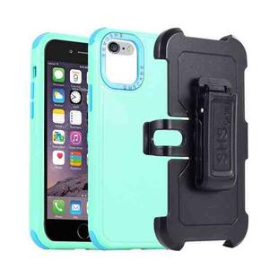 For iPhone 6 / 7 / 8 / SE 2020 3 in 1 PC + TPU Sliding Sleeve Phone Case(Grass Green+Sky Blue)