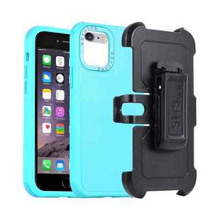 For iPhone 6 Plus / 7 Plus / 8 Plus 3 in 1 PC + TPU Sliding Sleeve Phone Case(Blue+Sky Blue)