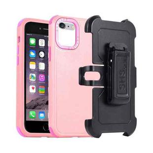 For iPhone 6 Plus / 7 Plus / 8 Plus 3 in 1 PC + TPU Sliding Sleeve Phone Case(Pink+Rose Red)