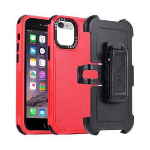 For iPhone 6 Plus / 7 Plus / 8 Plus 3 in 1 PC + TPU Sliding Sleeve Phone Case(Red+Black)