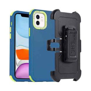For iPhone 11 3 in 1 PC + TPU Sliding Sleeve Phone Case(Blue+Green)